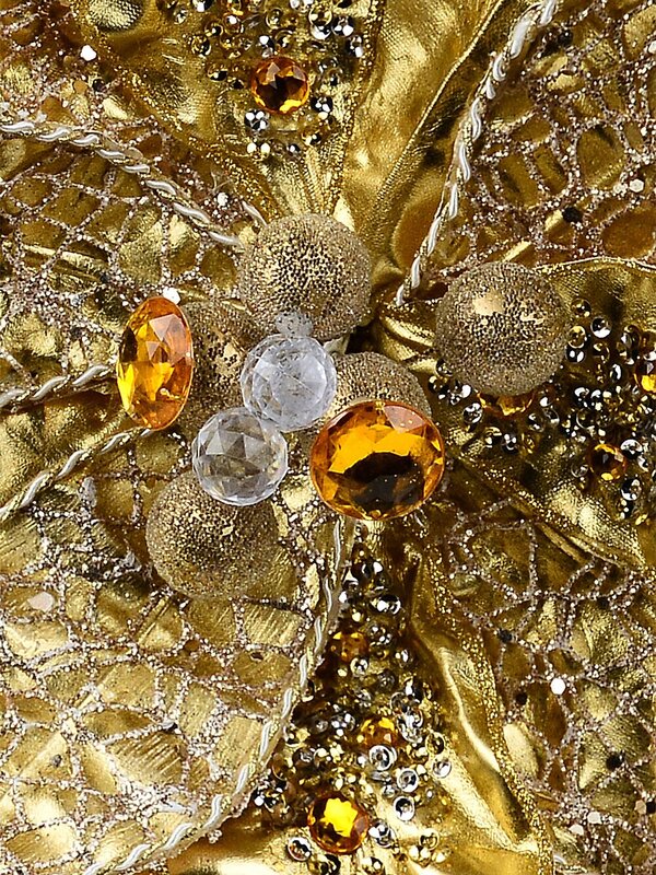 Large Gold Gloss & Glitter Web Vein Poinsettia Christmas Tree Clip Pick | 36cm — image 3
