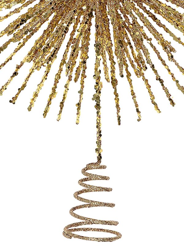 38cm Champagne Glitter Starburst Christmas Tree Top Decoration — image 4