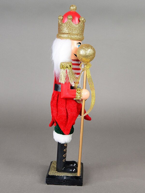 38cm Classic Christmas Nutcracker With Ball Staff Ornament — image 3