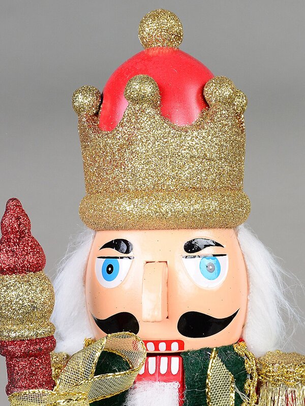 39cm Classic Nutcracker With Finial Staff Decorative Ornament