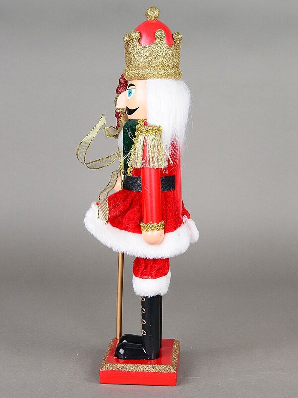 39cm Classic Nutcracker With Finial Staff Decorative Ornament