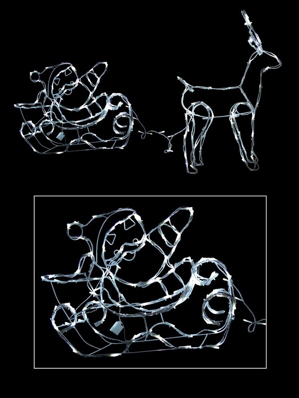3D Cool White Santa Sleigh & Reindeer - 1.1m — image 2