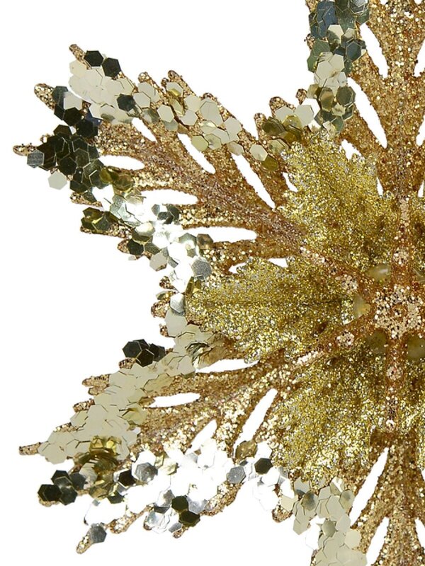 3D Layered Gold Sequin Snowflake Whimsical Essential Ornament | 15cm — image 4