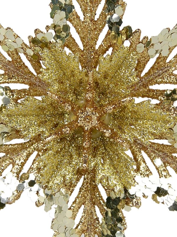 3D Layered Gold Sequin Snowflake Whimsical Essential Ornament | 15cm — image 3
