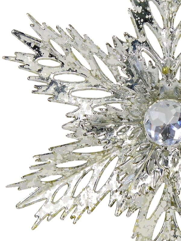 3D Shiny Silver Snowflake With Diamond Simulant Christmas Decoration - 15cm — image 3