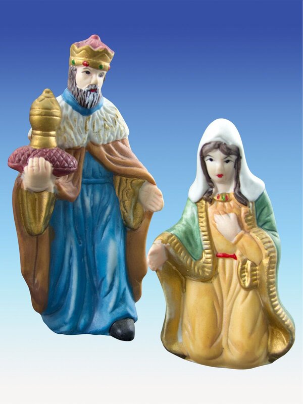 3D Wooden Stable Nativity Scene With Porcelain Figurines - 33cm