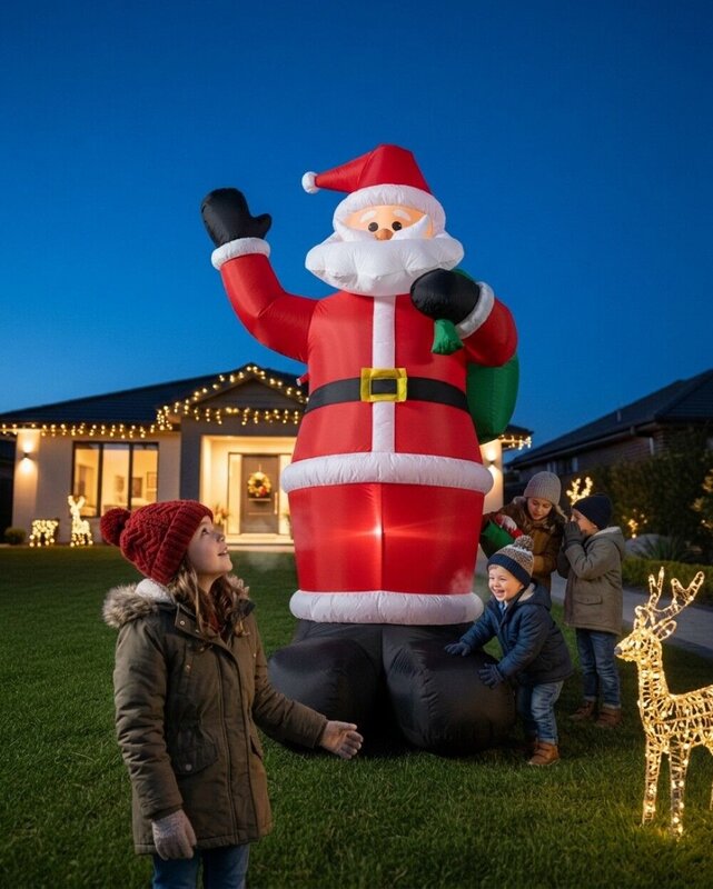 3m Giant Greeting Santa Holding Gift Sack | LED Outdoor Inflatable — image 4