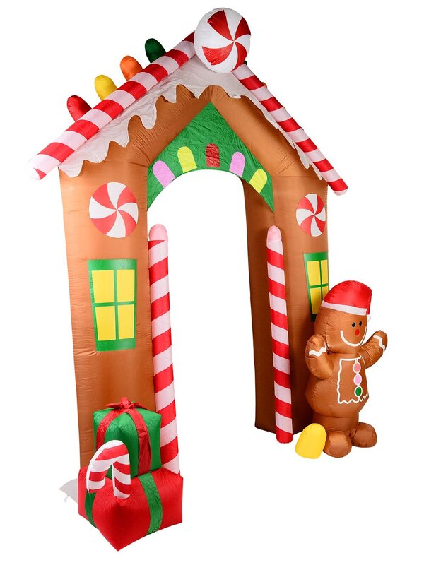 3m Gingerbread House Arch With Cookie Man Illuminated Christmas Inflatable — image 3