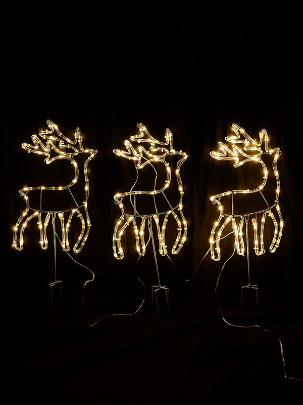 3x 39cm Warm White Reindeer Herd 2.1m Garden Path Light Set — image 3