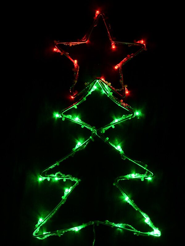 3x Christmas Trees & Stars With Red & Green String LED 2.5m Light Display — image 3