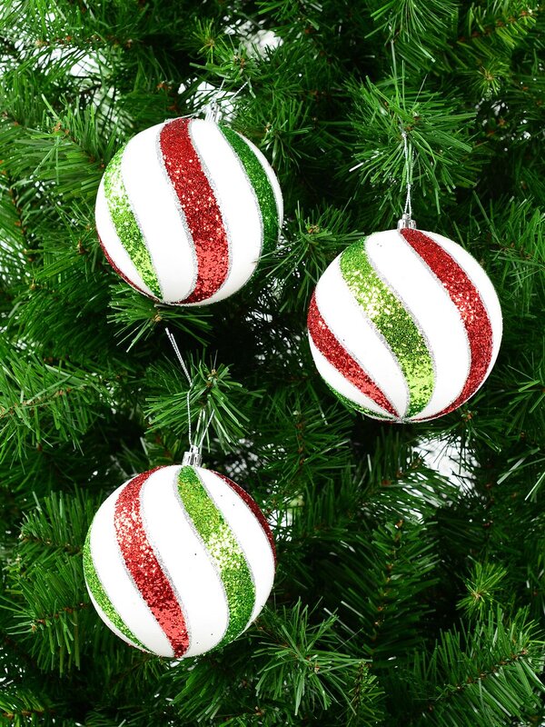 3x Dynamic White Signature Heritage Glitter Swirl Baubles | 12cm — image 5