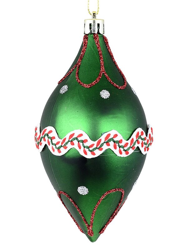 3x Red Green & White Whimsical Signature Lace Pattern Finial Drops | 13cm — image 5