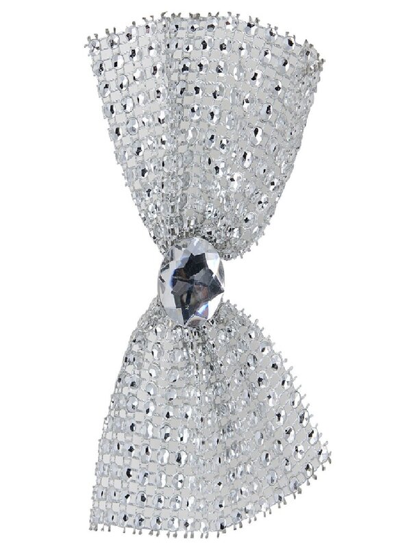 3x Silver Mesh Bowties With Diamante Christmas Tree Clip Ornaments | 11cm — image 2