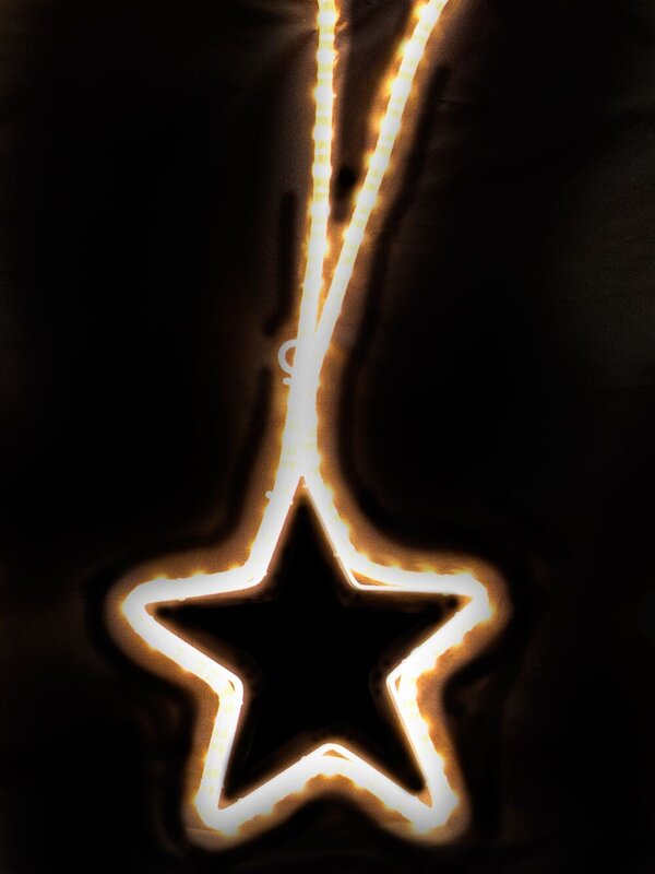 4 Static Warm White Stars Rope Light Display - 2.9m