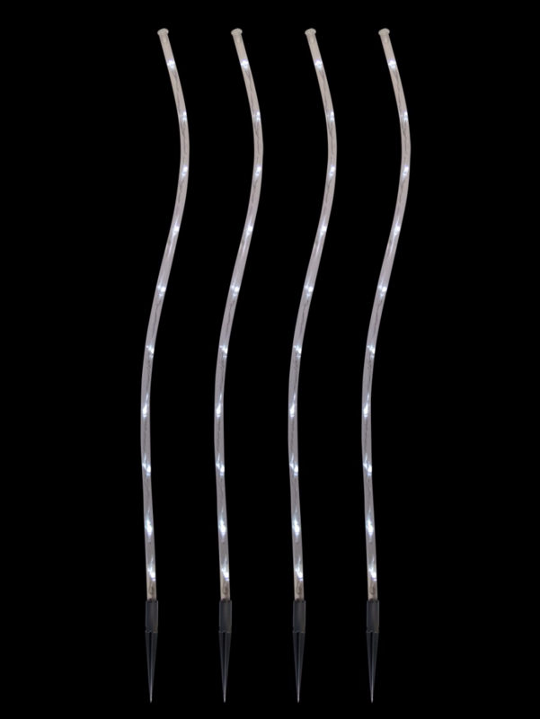 4 x Cool White Lighting Connect LED Wave Tube Stake Light - 70cm