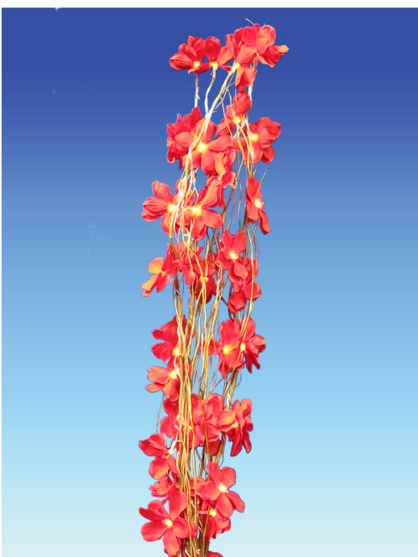40 Red Led Poinsettia Flowers On 5 Brown Branches - 1.2m — image 3