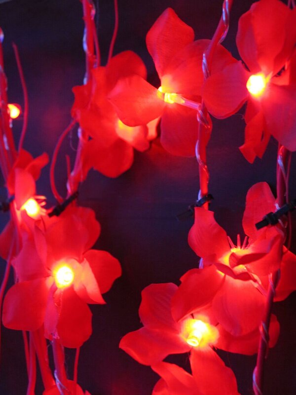 40 Red Led Poinsettia Flowers On 5 Brown Branches - 1.2m — image 2