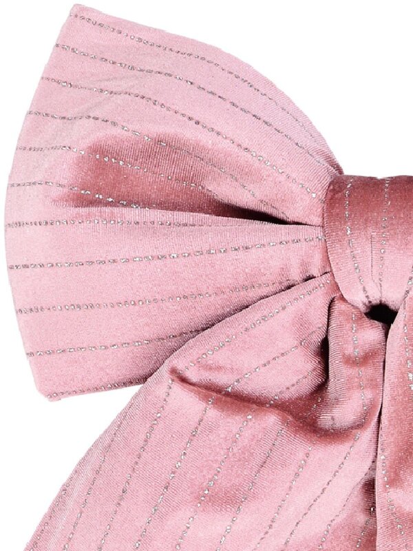 40cm Large Pink Velour Christmas Bow With Silver Glitter Lines — image 3