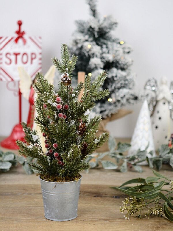 40cm Tasmanian Cedar Tabletop Christmas Conifer Tree | 37 Tips & Tin Pot — image 4