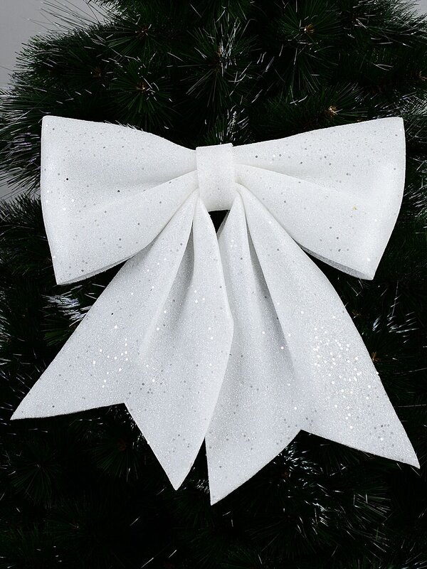 White Glitter & Sequin Adorned Timeless Monumental Bow | 40cm — image 2
