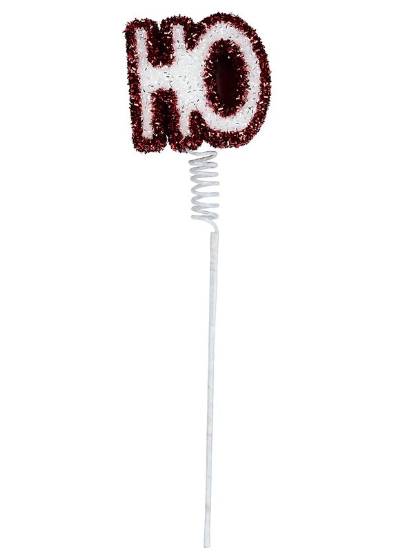 Red & White HO Spring Wobble Tinsel Plaque Long Christmas Stem | 41cm — image 3