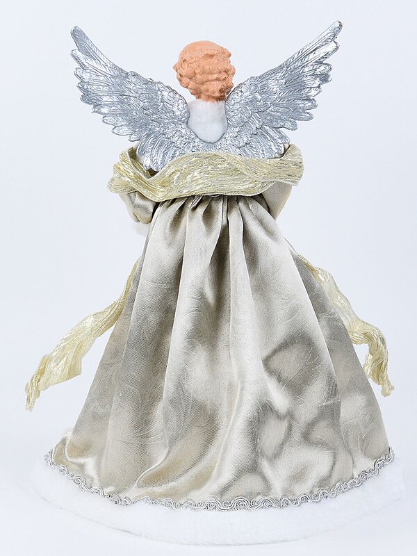 42cm Gold & Silver Luxe Angel With Silver Wings Christmas Tree Top Decoration — image 5