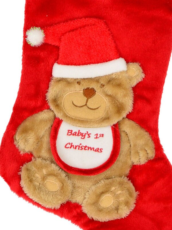 42cm Red Baby's 1st Christmas Stocking With Cuddly Looking Plush Teddy Bear — image 3