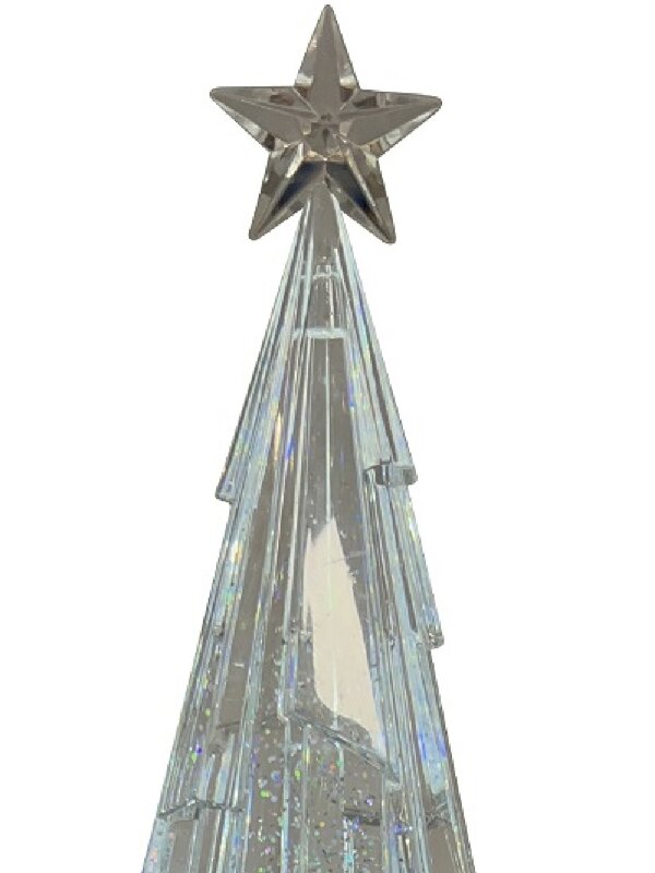 43cm Clear Ice Shard Christmas Tree With Silver Base Snow Globe Ornament — image 3