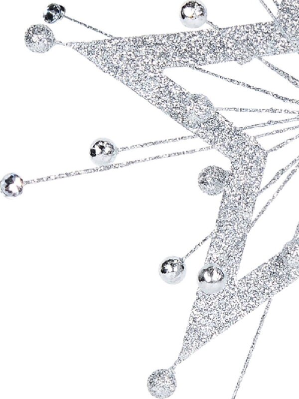 43cm Silver Glitter Christmas Starburst With Diamantes Tree Top Decoration — image 4