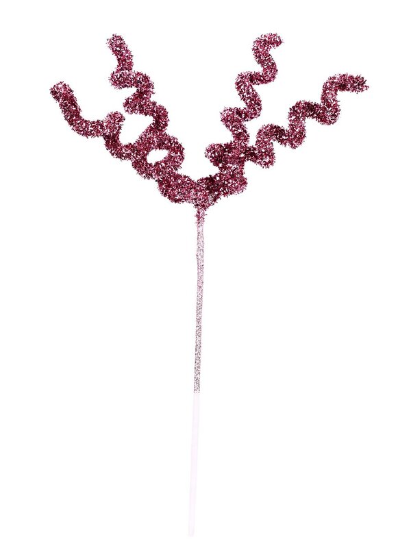 44cm Pink Tinsel Fleck Curls & Swirls Spray Long Christmas Stem — image 3