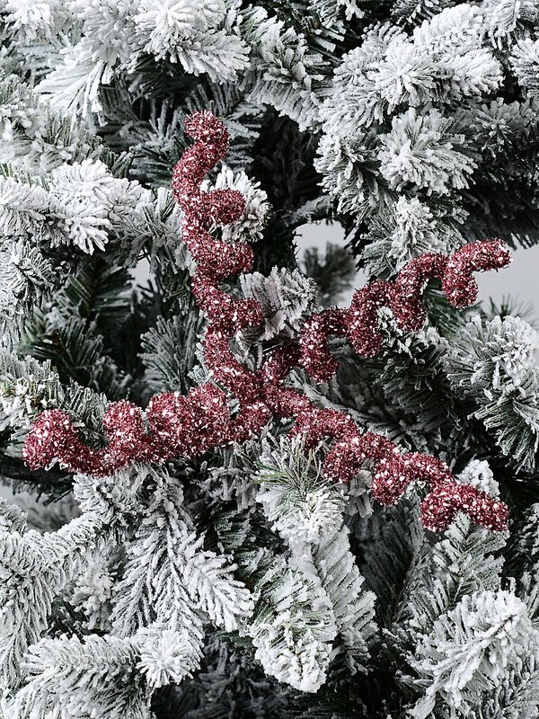 44cm Pink Tinsel Fleck Curls & Swirls Spray Long Christmas Stem — image 2