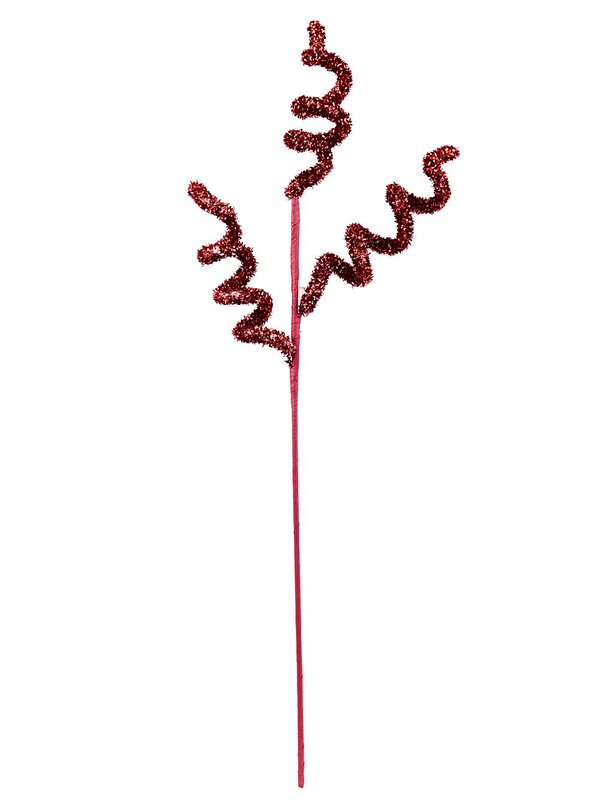 44cm Red Metallic Tinsel Fleck Curly Swirl Christmas Stem — image 4