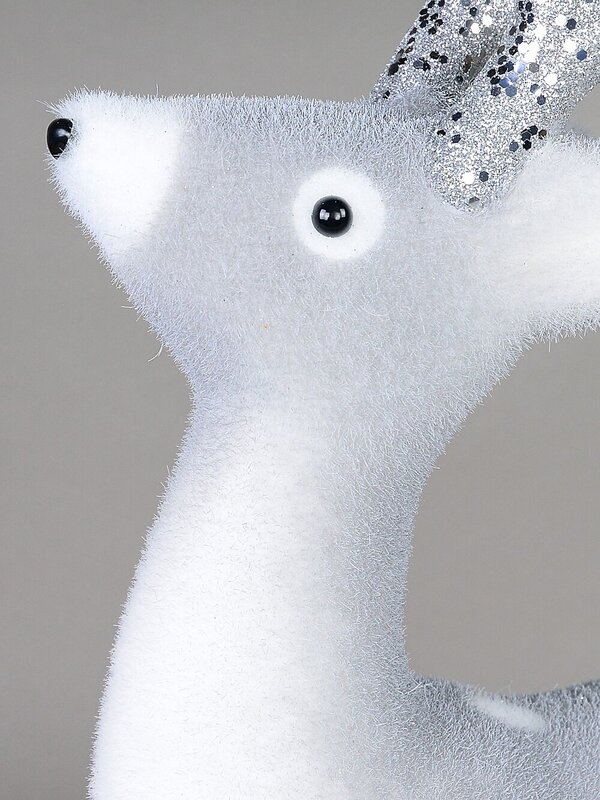 44cm White & Silver Glitter Flocked Standing Reindeer Ornament — image 5