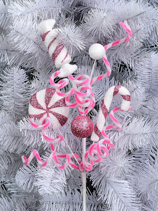 Pink & White Candy Confectionery Long Christmas Stem | 45cm — image 3