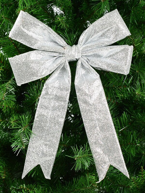 46cm Large Silver Glitter Display Bow — image 2