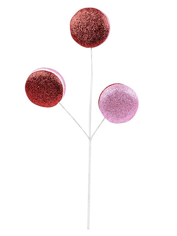 Macarons With Red & Pink Glitter Cookie Shells Long Christmas Stem | 46cm — image 4