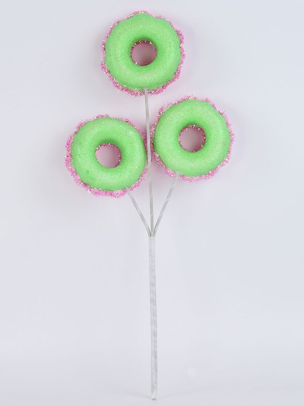 Pink Tinsel Doughnuts With Iridescent Sequins Long Christmas Stem | 46cm — image 5