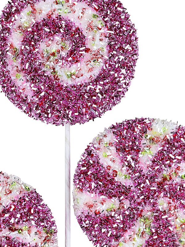 Pink & White Spiral Swirl Tinsel Plaque Long Christmas Stem | 46cm — image 4