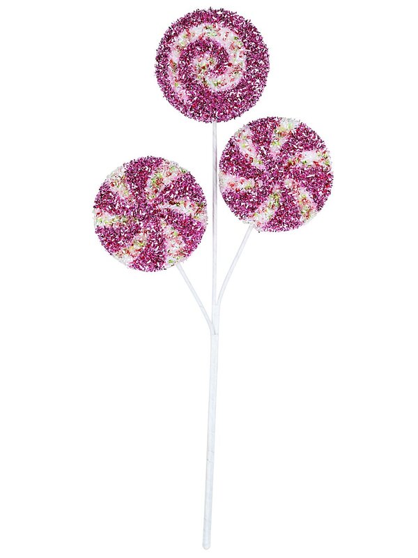Pink & White Spiral Swirl Tinsel Plaque Long Christmas Stem | 46cm — image 3