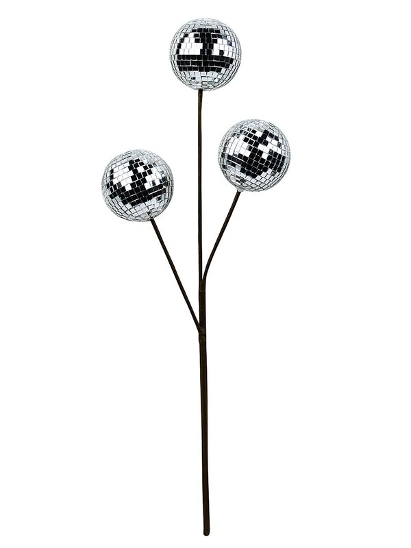 Silver Reflective Mirror Ball Spray Long Christmas Stem | 46cm — image 4