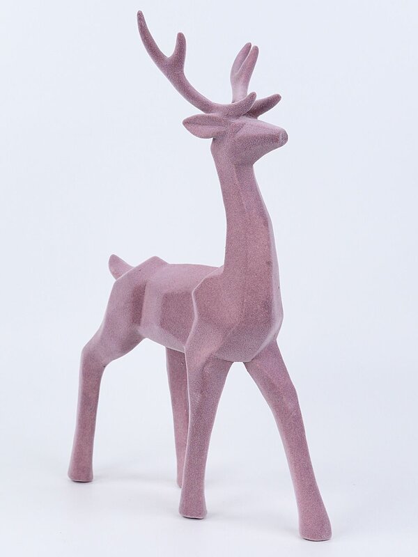 47cm Lilac Modern Chic Standing Flocked Reindeer Ornament — image 4