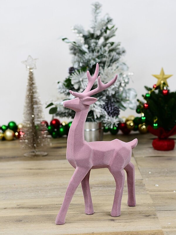 47cm Lilac Modern Chic Standing Flocked Reindeer Ornament — image 2