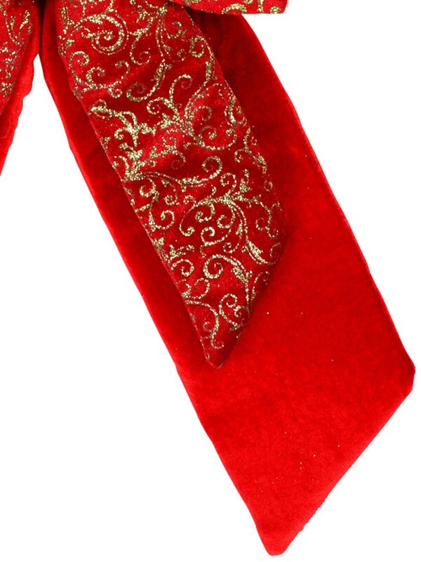 48cm Large Red Felt Double Display Bow With Gold Glitter Pattern — image 3