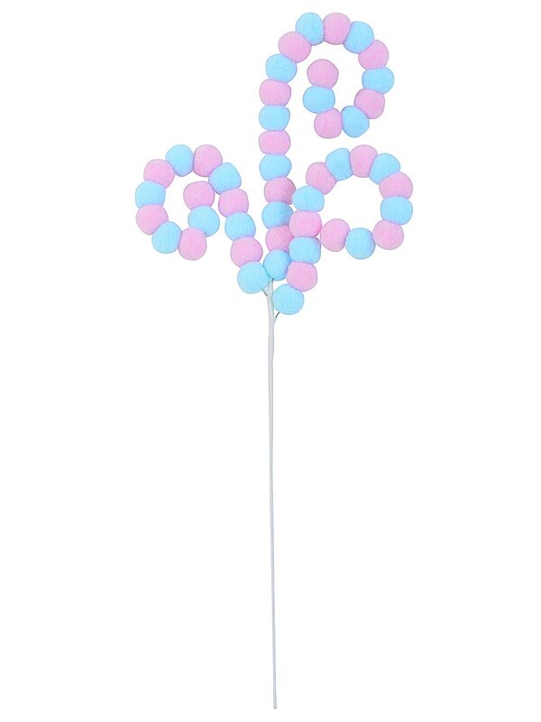 Baby Pink & Blue Pom Pom Ball Candy Canes Spray Long Christmas Stem | 49cm — image 4