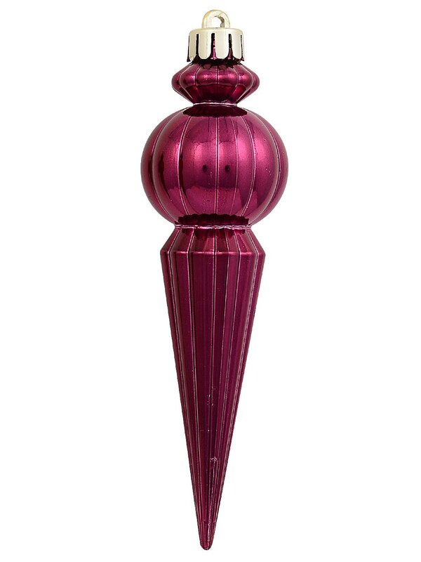 4x 15cm Shiny Burgundy & Red Glitter Christmas Finial Icicles — image 5