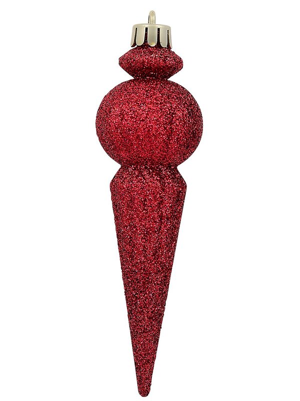 4x 15cm Shiny Burgundy & Red Glitter Christmas Finial Icicles — image 4