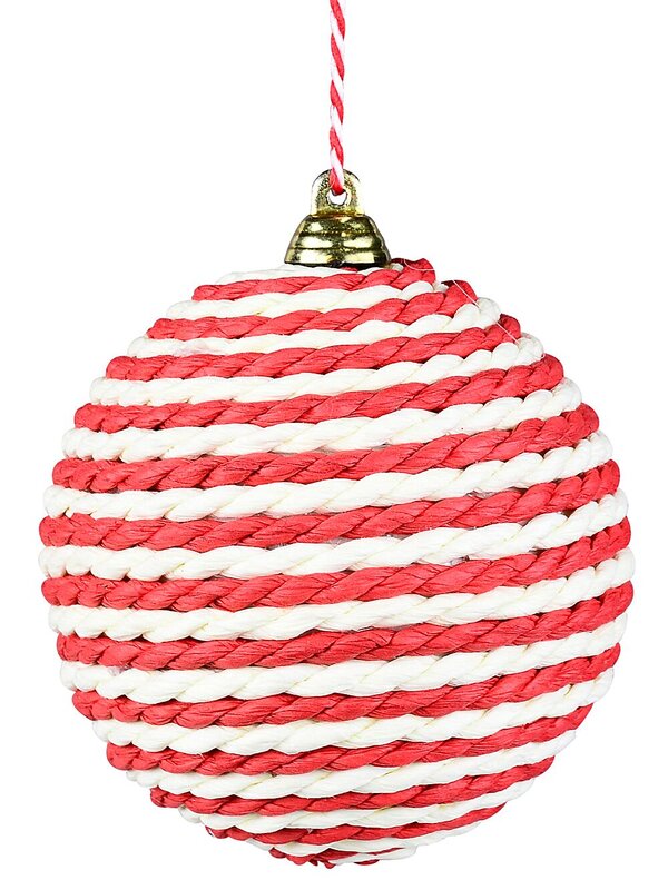4x Authentic Natural, Red & Green Statement Paper Rope Baubles | 80mm — image 4