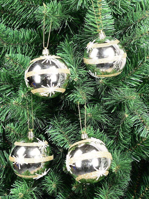 4x Dynamic Champagne Statement Gold Glitter Star Baubles | 80mm — image 2