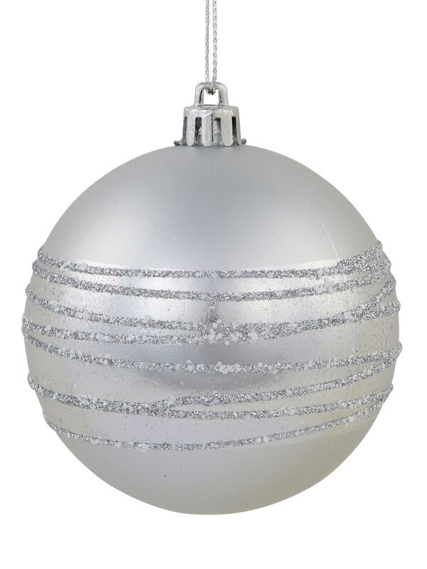 4x Dynamic Silver Statement Multi-Texture Striped Baubles | 80mm — image 3