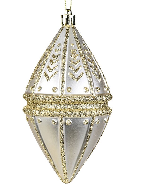 4x Ivory & Silver Lustrous Signature Gold Embellished Finial Drops | 14cm — image 5